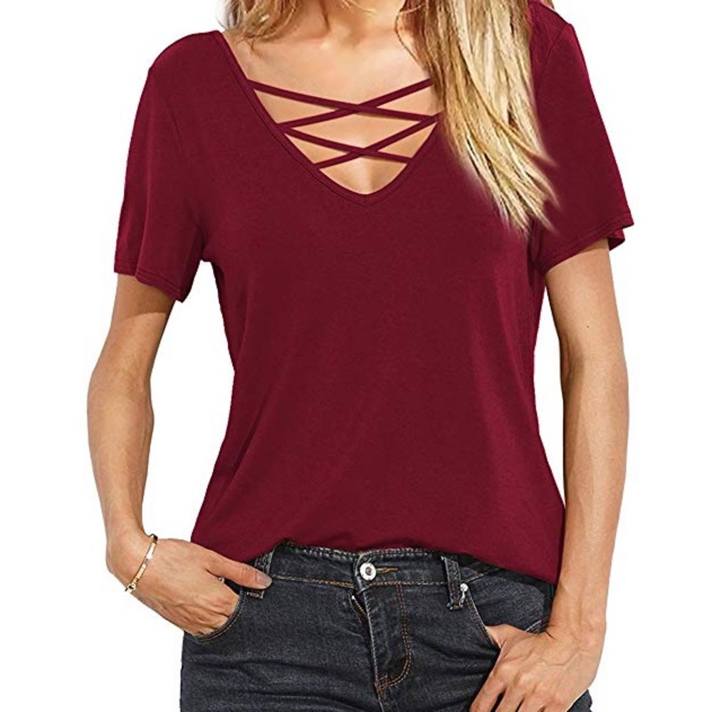 Women’s Burgundy Criss-Cross Top